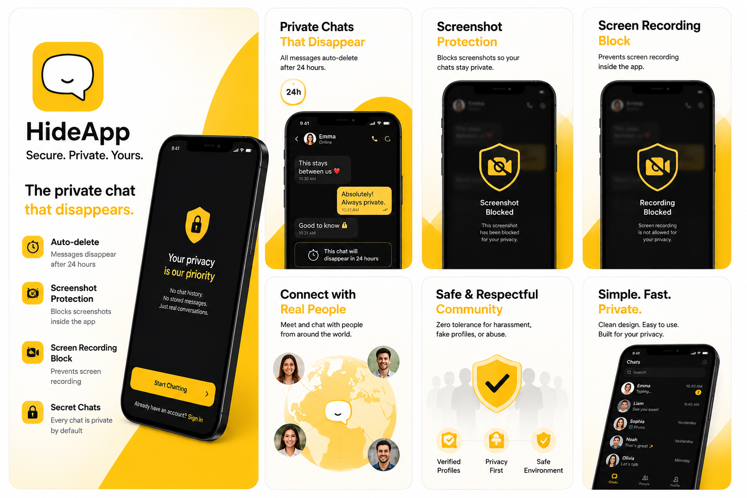 HideApp Features Interface